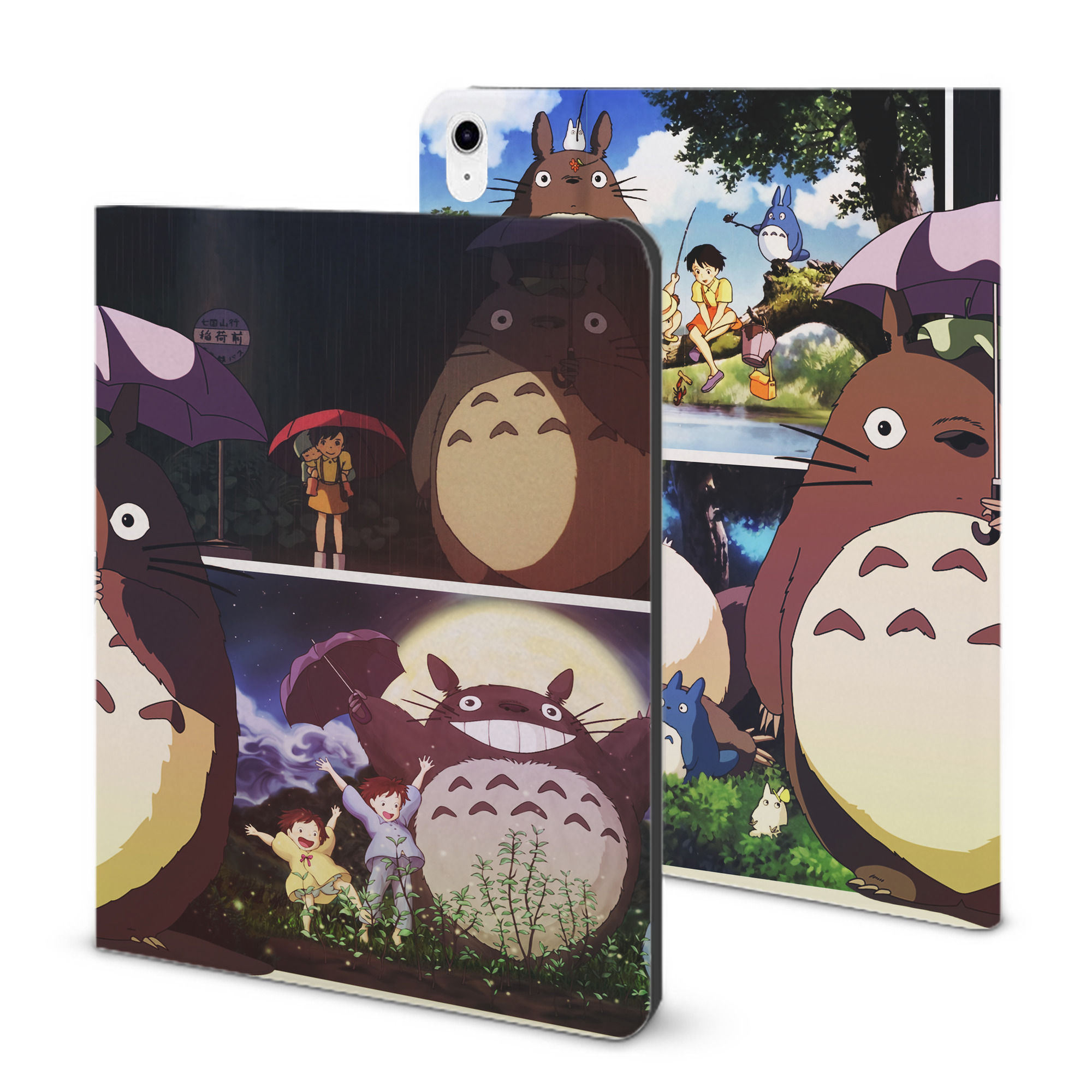（画像用） となりのトトロ 草壁メイ 草壁サツキ My Neighbor Totoro Satsuki Kusakabe Mei Kusakabe IPad ケース ブック型 PUレザー TPU 耐衝撃 軽量 薄型 ペン収納なし 全面保護 IPad 各モデル対応